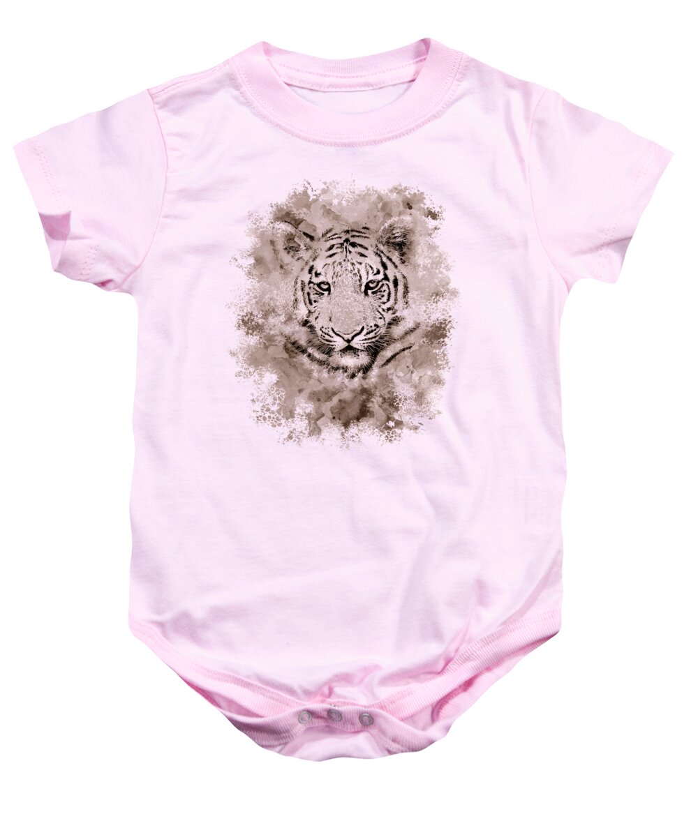 Tiger Baby Onesie featuring the digital art Tiger 4 by Lucie Dumas