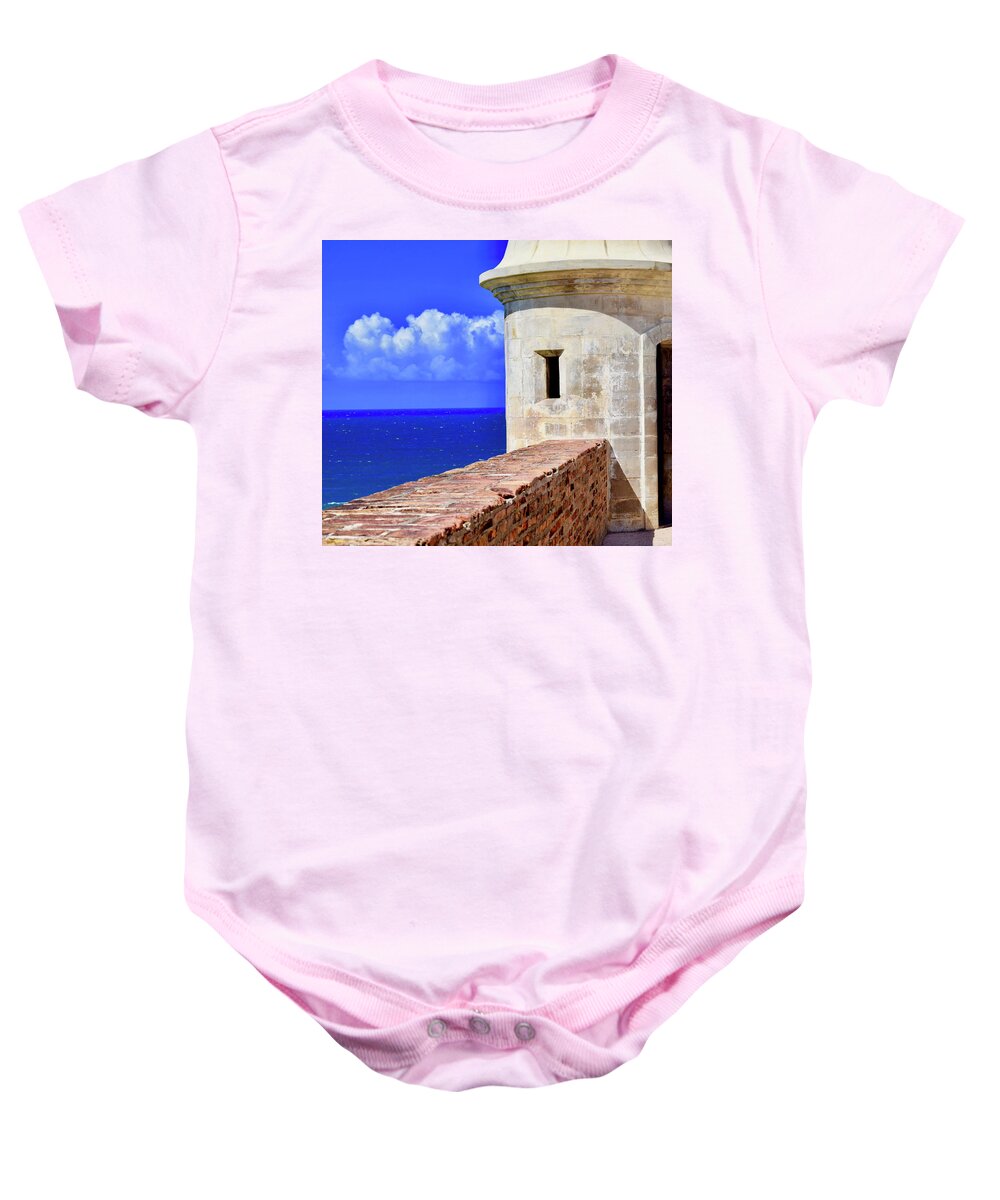 Tower At El Morro Baby Onesie featuring the photograph Tower at El Morro by Debra Grace Addison