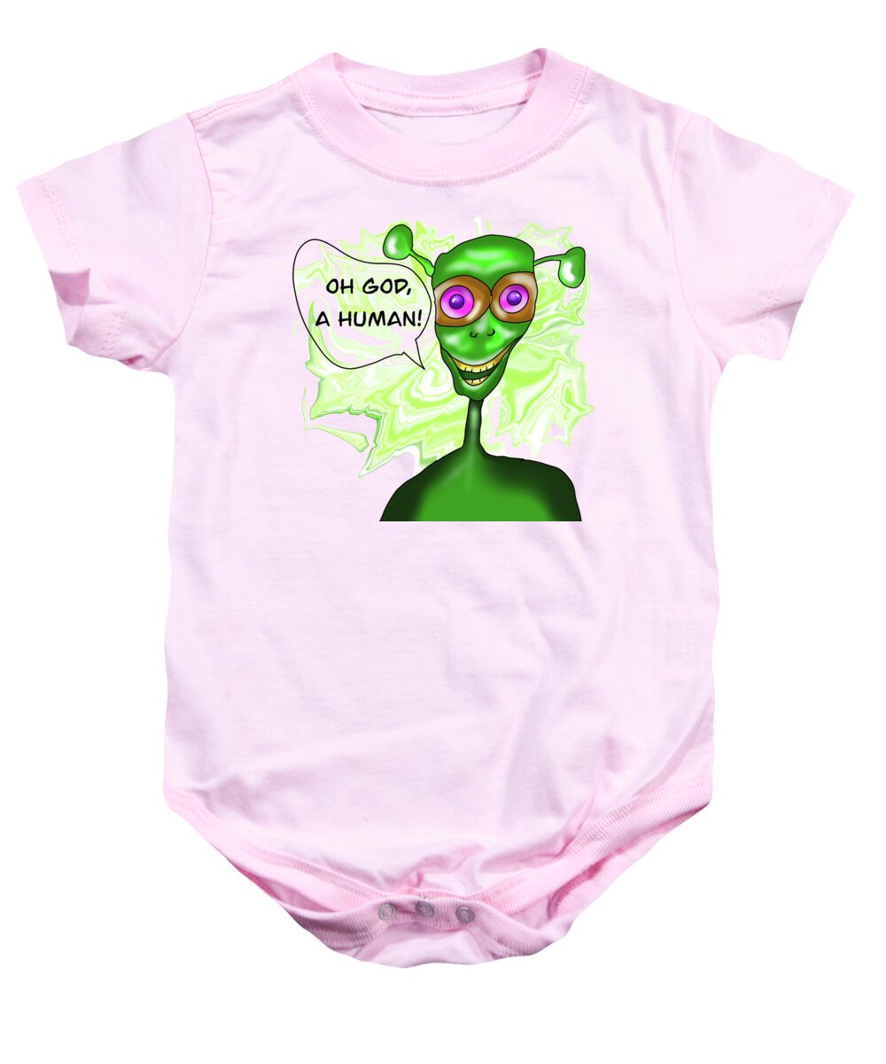 Ufo Male Baby Onesie featuring the painting UFO Male by Patricia Piotrak