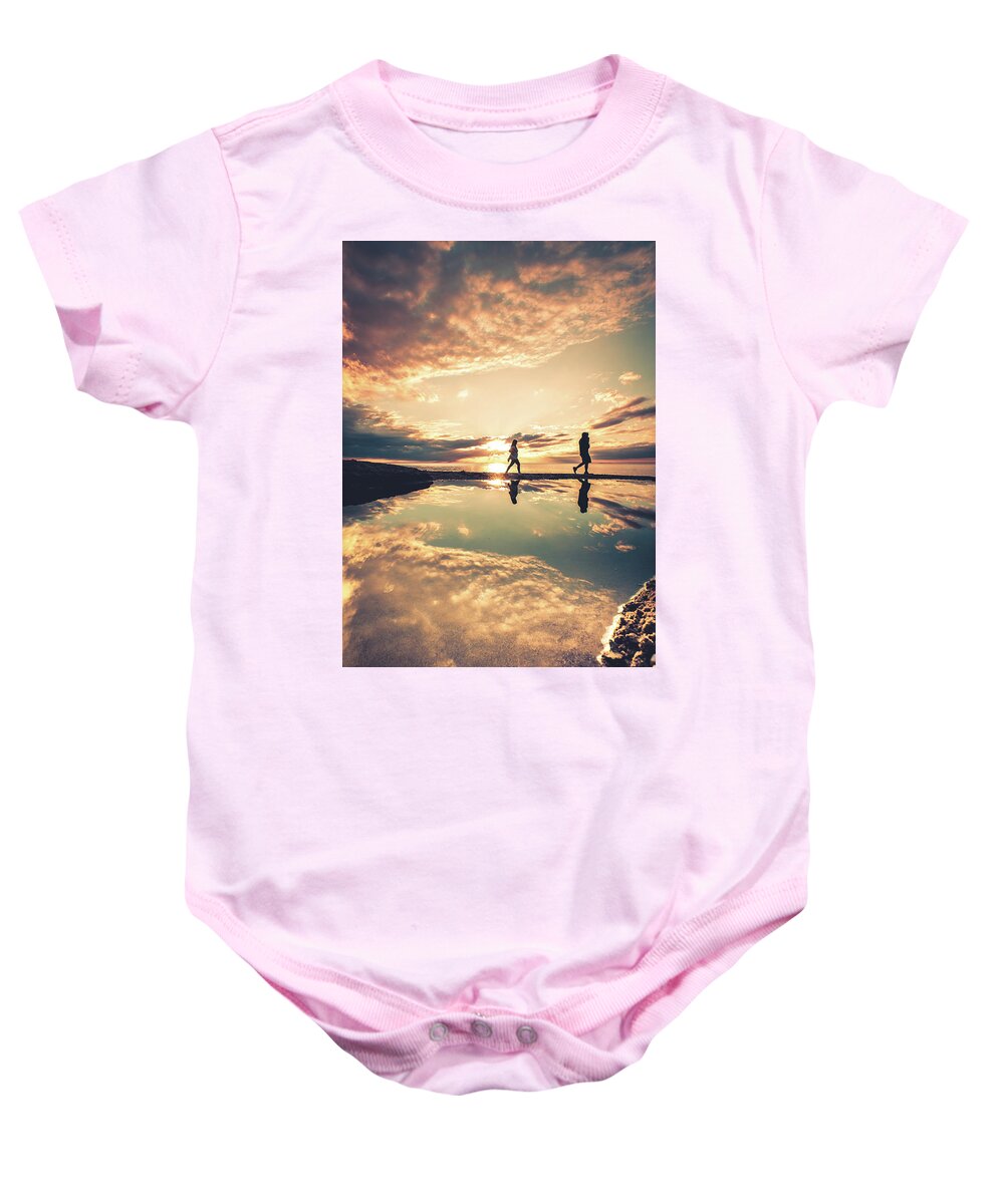 Beach Baby Onesie featuring the photograph Warm Summer Walk by Dave Niedbala