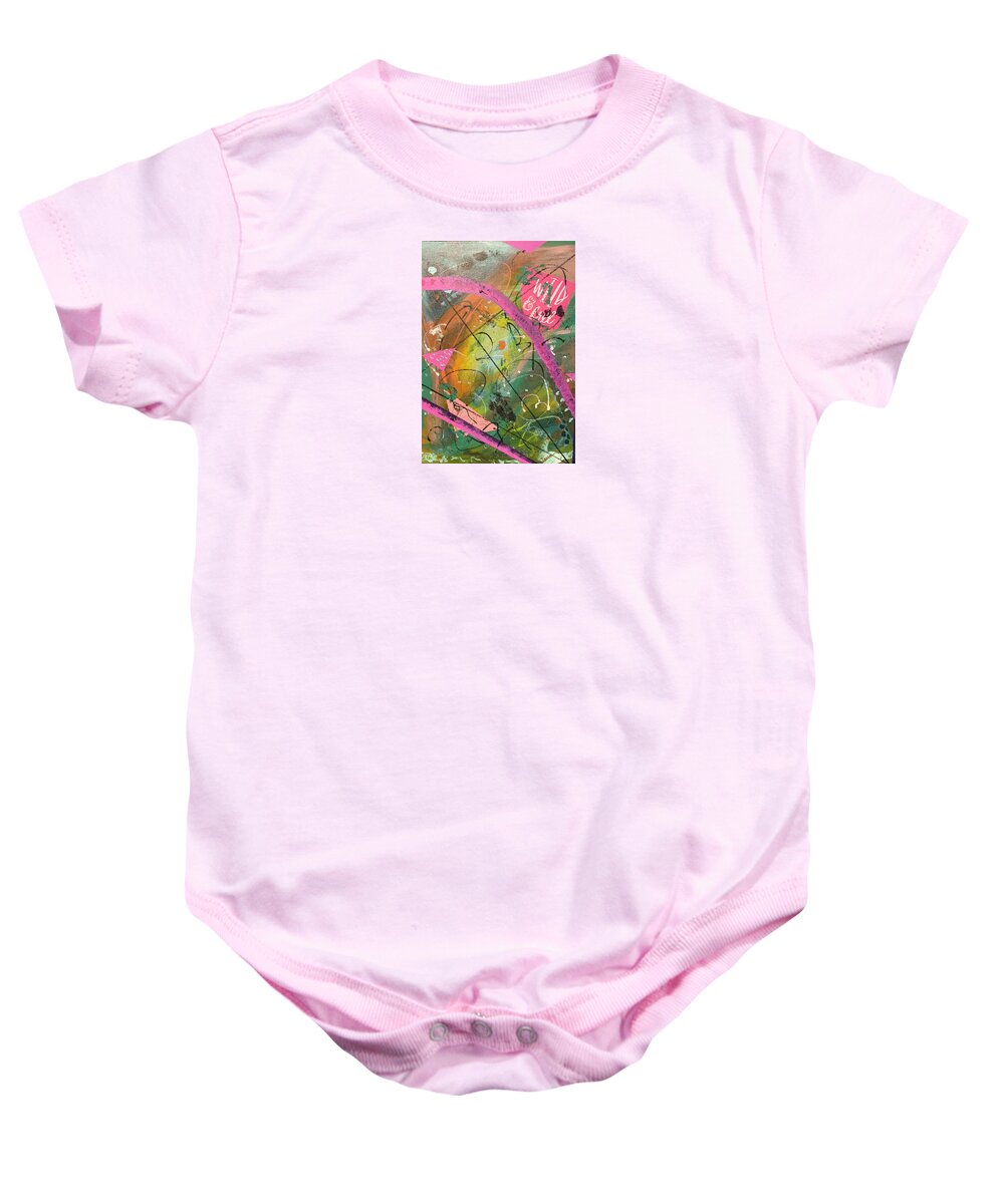 Acrylic Baby Onesie featuring the mixed media Wild and Free by Laura Jaffe