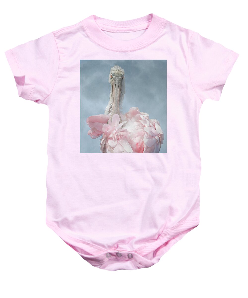 Pink Baby Onesie featuring the photograph A Roseate Spoonbill #1 by Sylvia Goldkranz