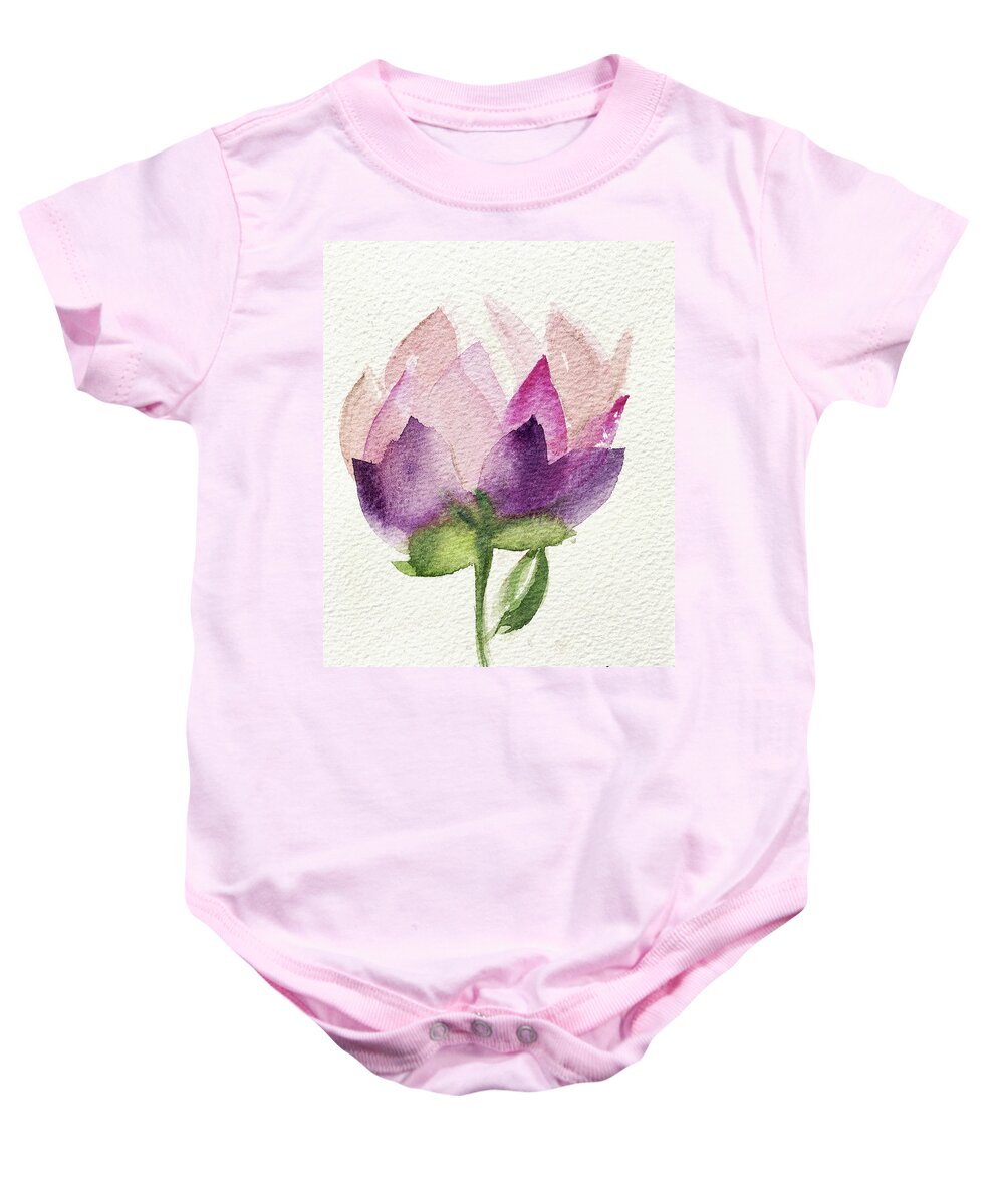 Magnolia Baby Onesie featuring the painting Bloom #1 by Roxy Rich