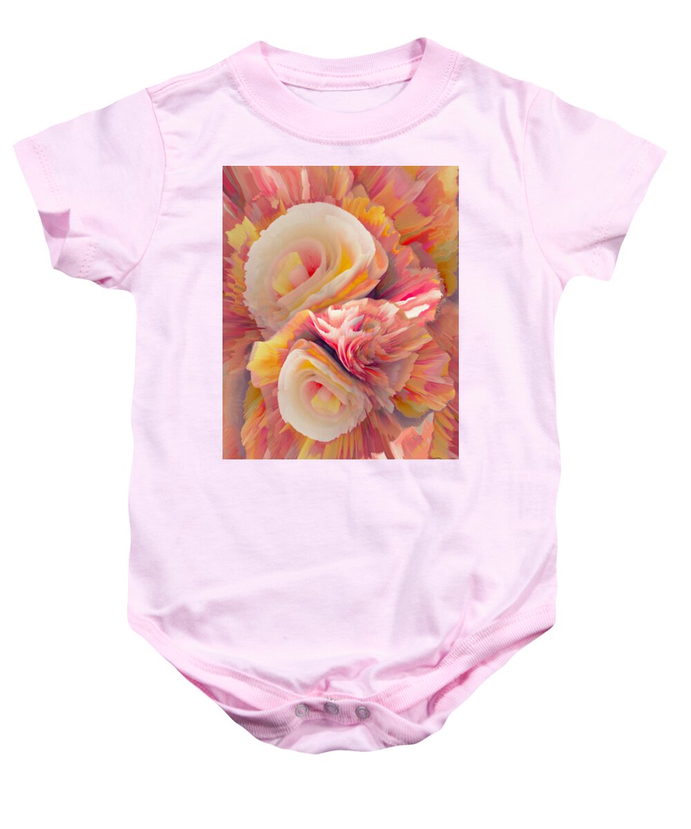 Gift Marriage Baby Onesie featuring the mixed media Flowers Of My Dreams 44 by Elena Gantchikova