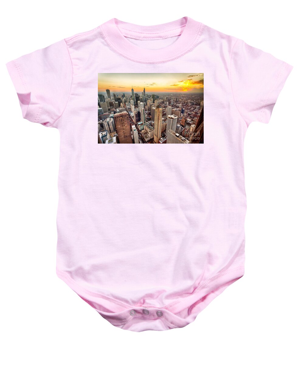 Retro Baby Onesie featuring the photograph Retro Chicago Poster by Action