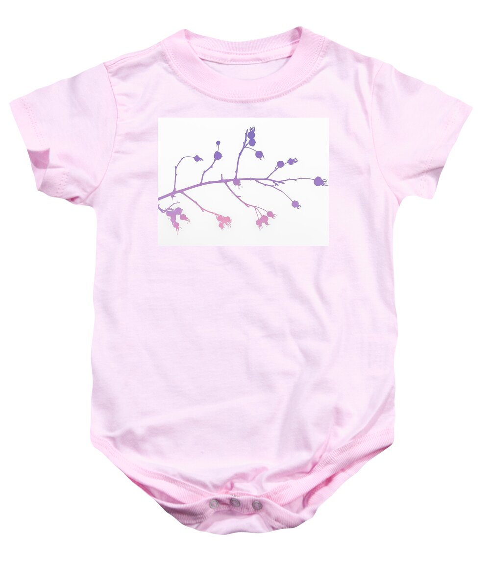 Digital Art Baby Onesie featuring the photograph Wild Rose Hip Silhouette #2 by Jerry Abbott