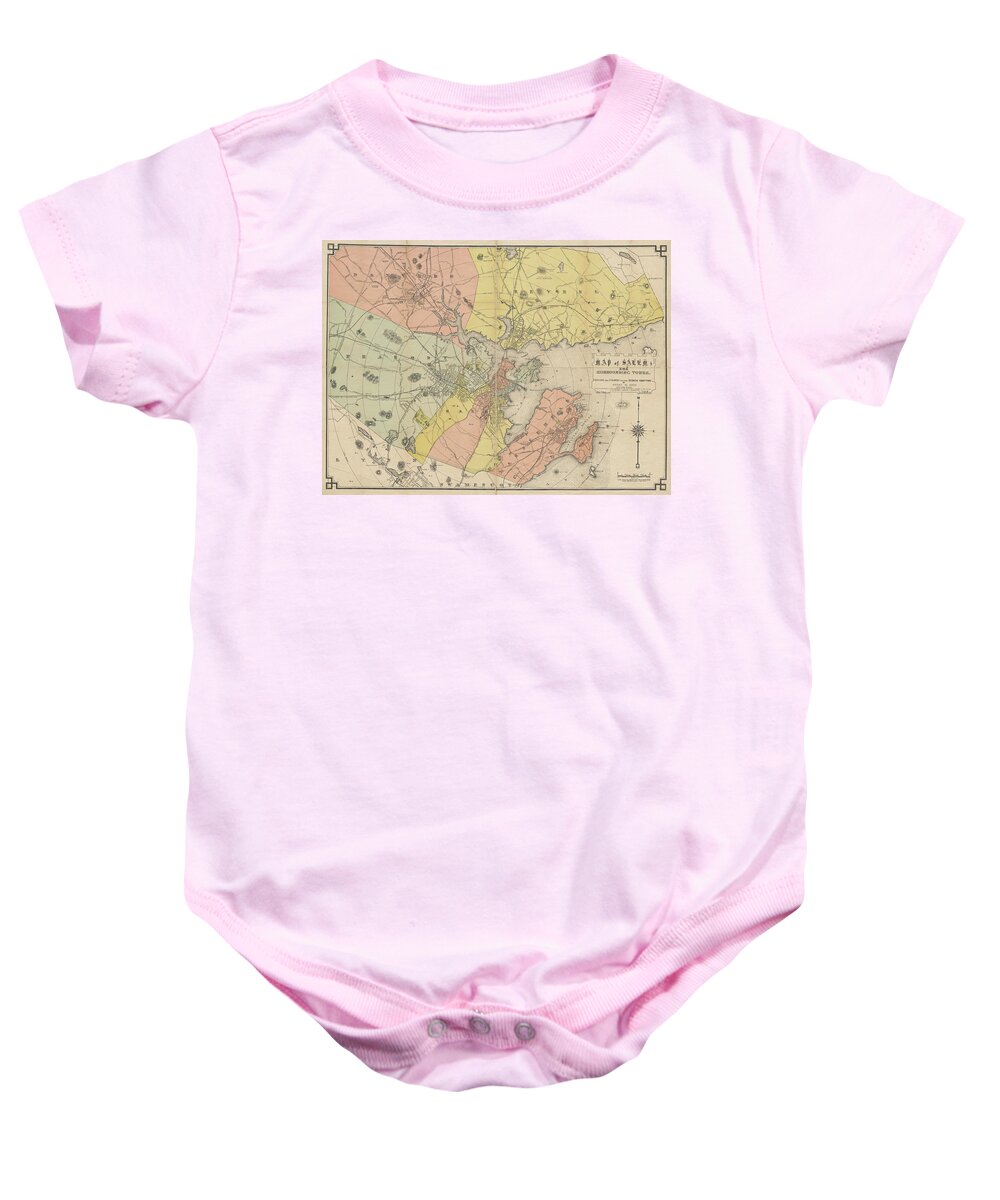 Salem Baby Onesie featuring the photograph 1884 Historical Map of Salem Massachusetts and Surrounds by Toby McGuire