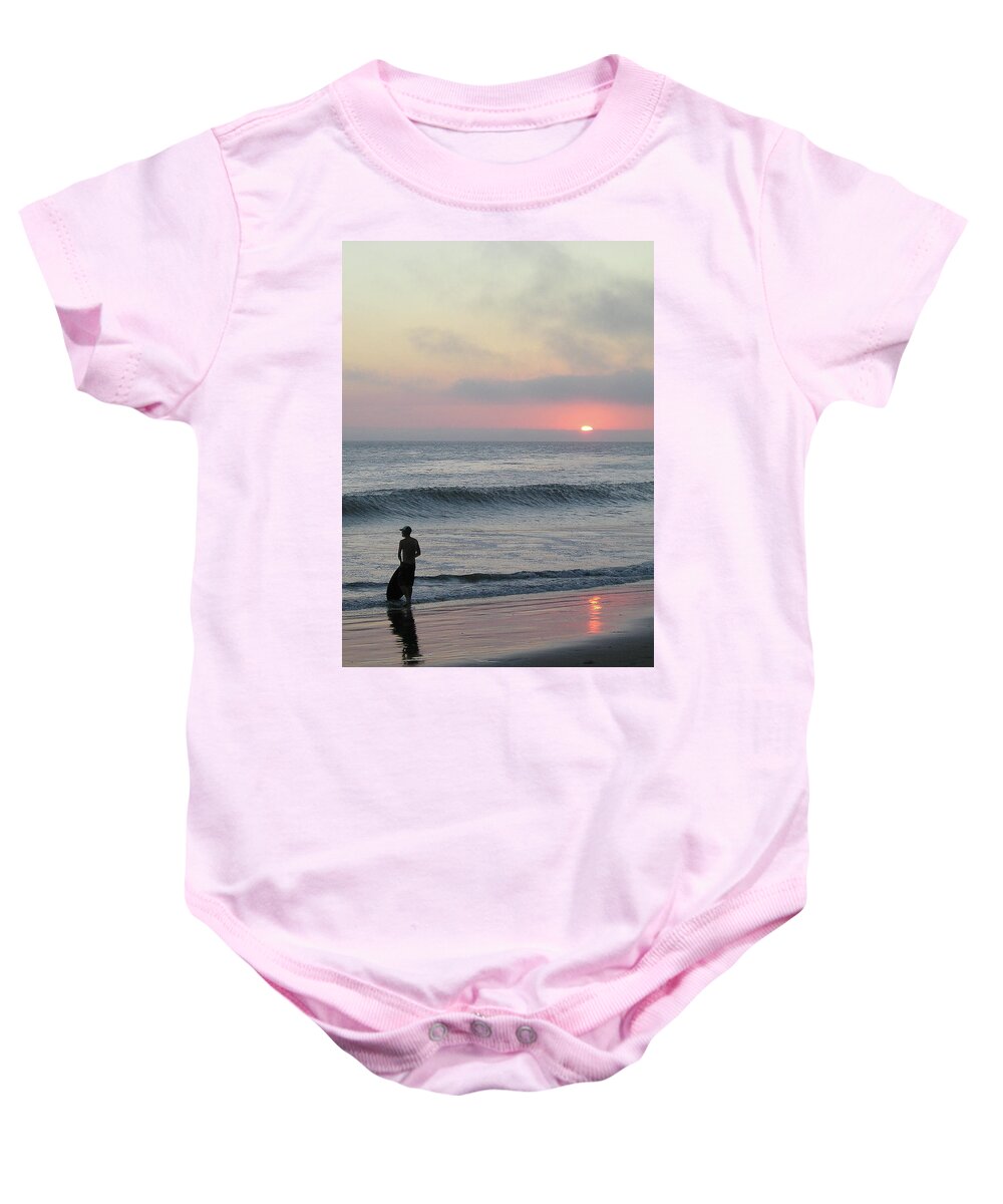 Wake Boarding Baby Onesie featuring the photograph A Wake At Sunset by Jennifer Kane Webb