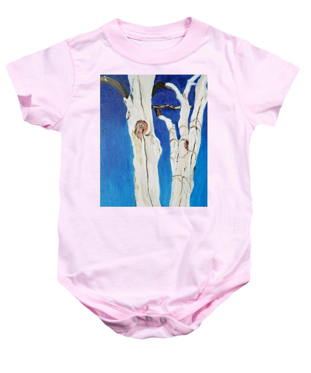 Tree Baby Onesie featuring the painting Abbie's Trees by Vera Smith