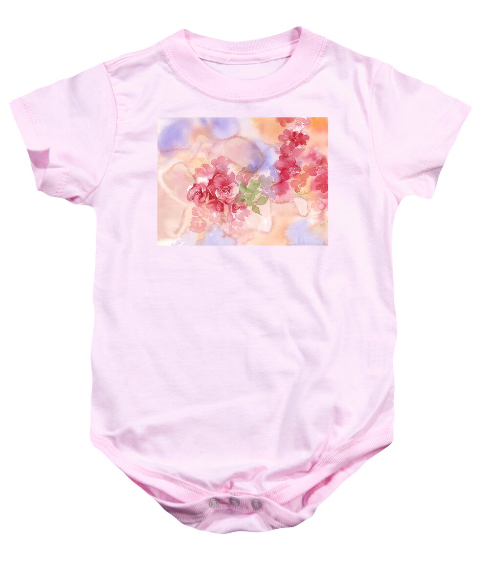 Abstract Baby Onesie featuring the painting Abstract Quince by Espero Art