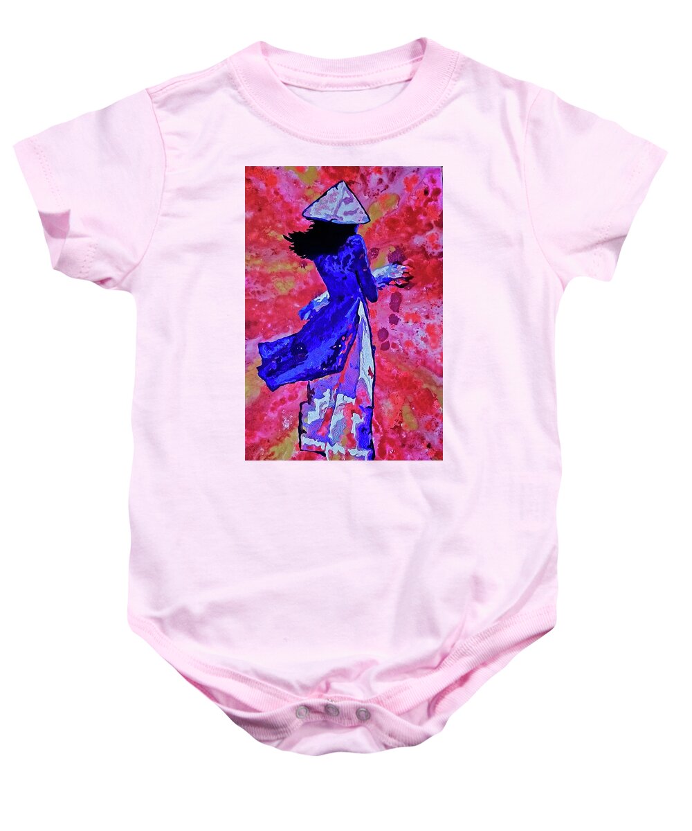 Vietnam Baby Onesie featuring the painting Against the Wind by Thom MADro