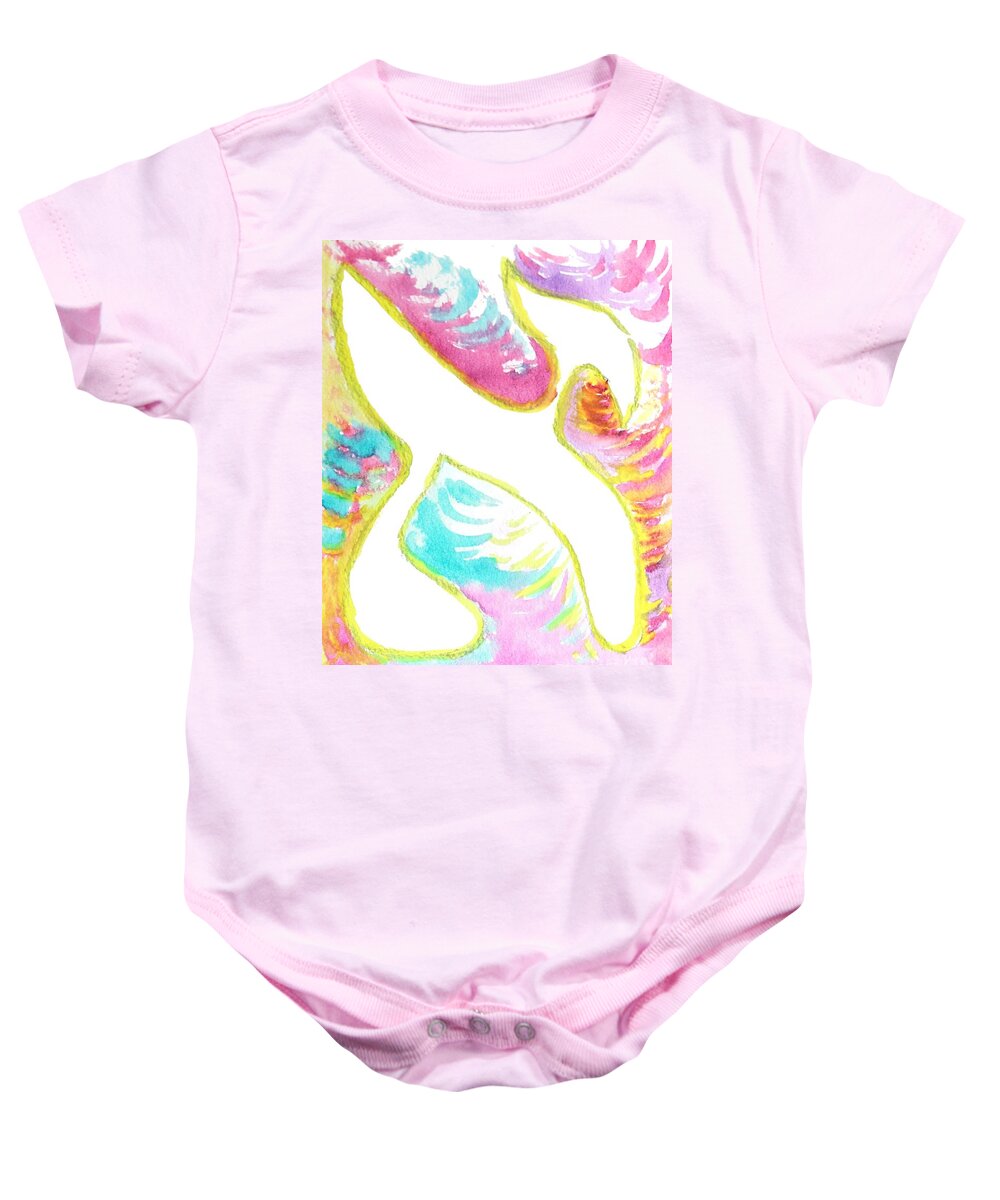 Aleph Baby Onesie featuring the painting Aleph On Fire by Hebrewletters SL