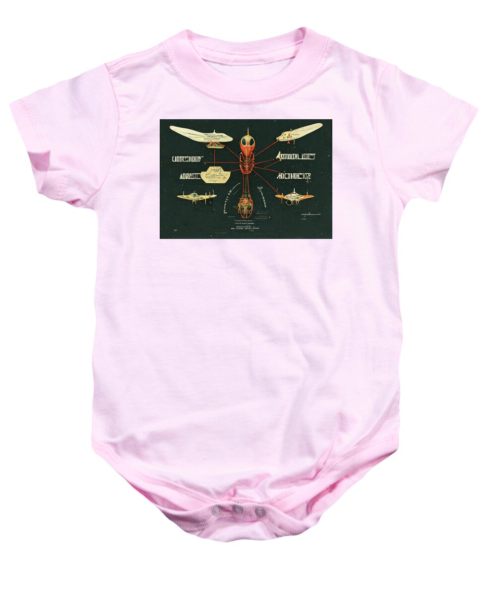 Alien Baby Onesie featuring the digital art Alien Insects #7 by Nickleen Mosher