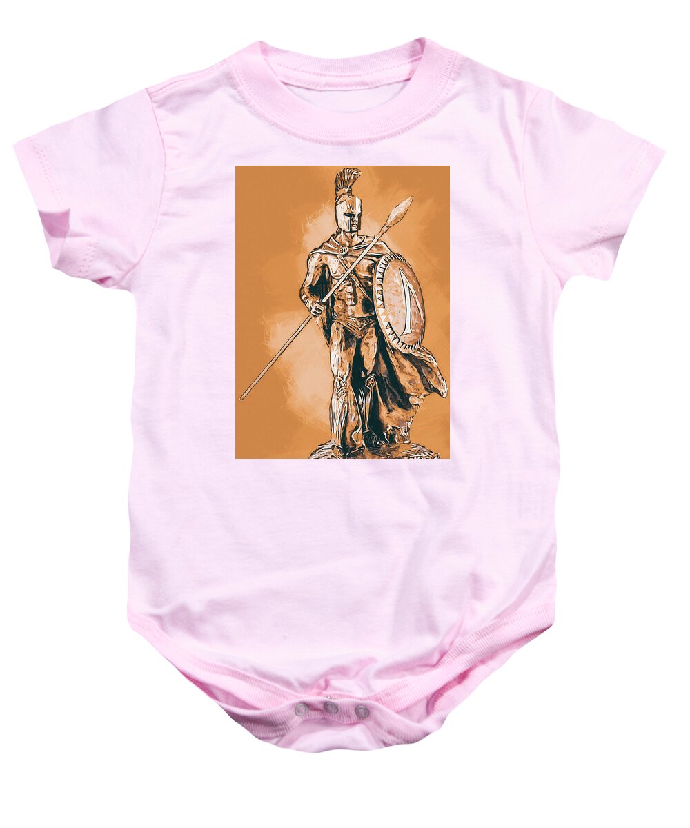 Spartan Warrior Baby Onesie featuring the painting Ancient Warriors, Spartiates - 04 by AM FineArtPrints