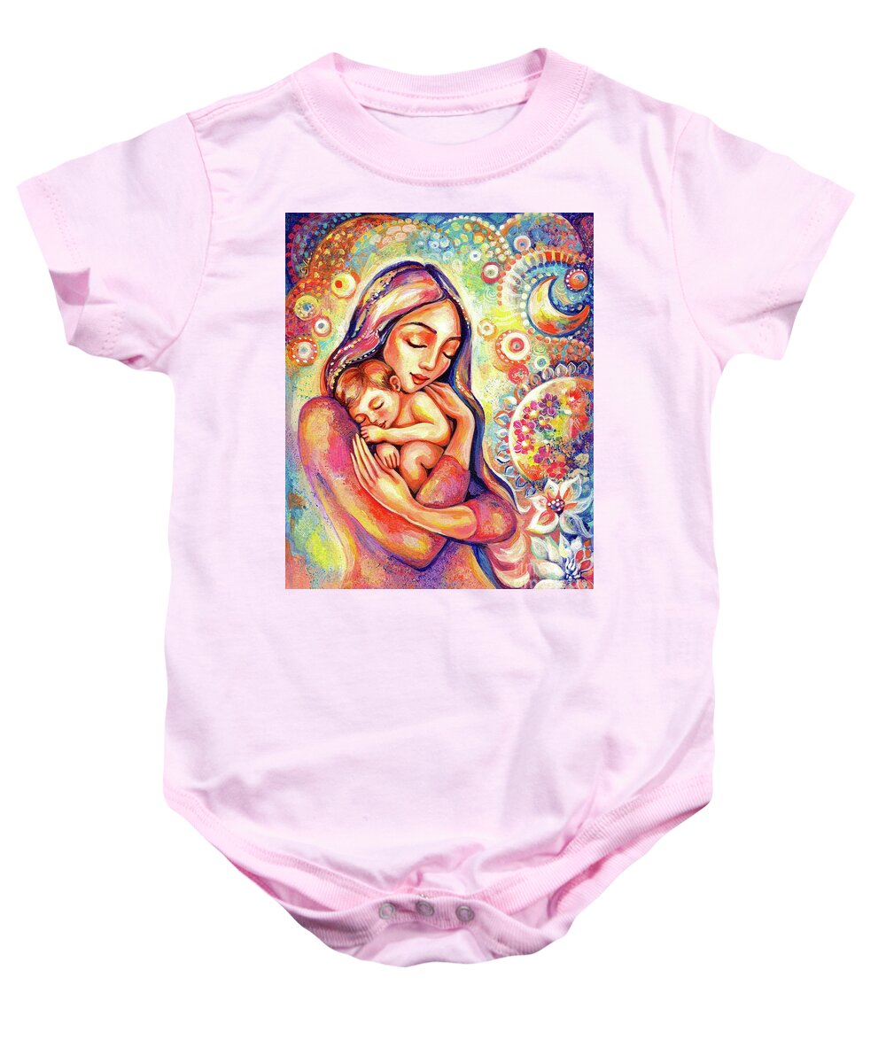 Mother And Child Baby Onesie featuring the painting Angel Dream by Eva Campbell