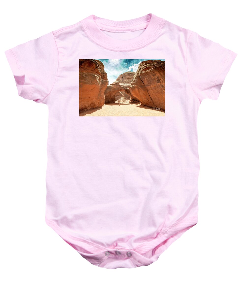 Arches National Park Baby Onesie featuring the photograph Arches National Park in Moab Utah by David Oppenheimer