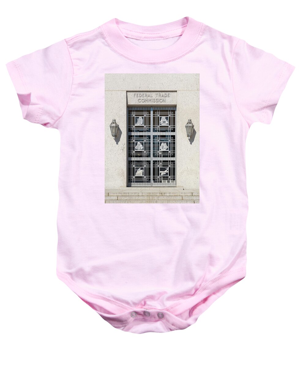 Art Deco Baby Onesie featuring the photograph Art Deco Door of Federal Trade Commission by Liz Albro