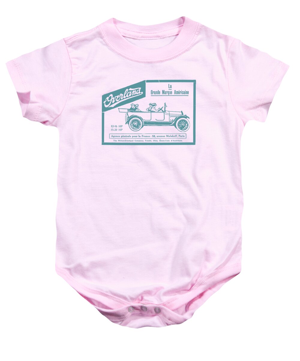 Overland Automobile Company Baby Onesie featuring the digital art Antique Overland Automobile Company advert poster by Madame Memento