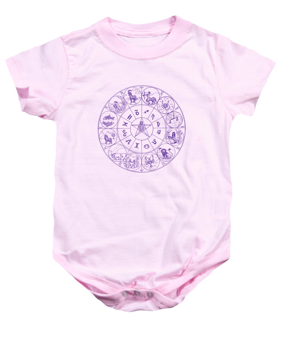 Zodiac Baby Onesie featuring the digital art Astrology Chart #1 by Madame Memento