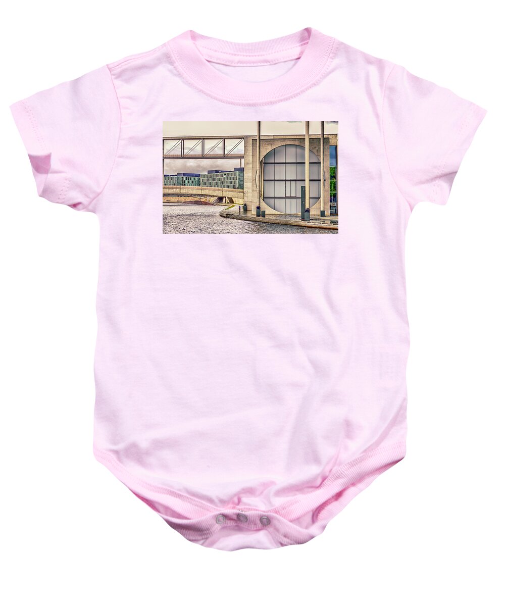 Federal Chancellery Baby Onesie featuring the photograph Berlin River Spree Walk by WAZgriffin Digital