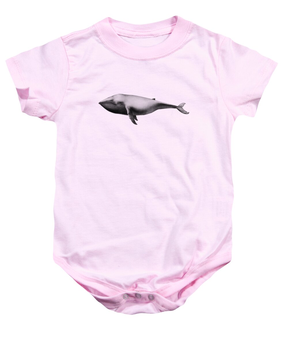 Whale Baby Onesie featuring the digital art Big Gray Whale by Madame Memento