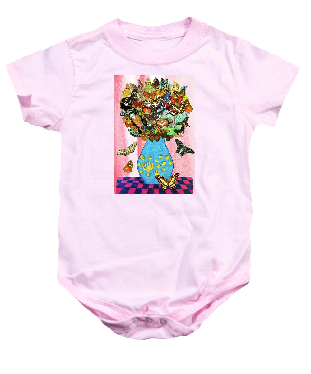Butterflies Baby Onesie featuring the mixed media Butterfly Bouquet by Lorena Cassady