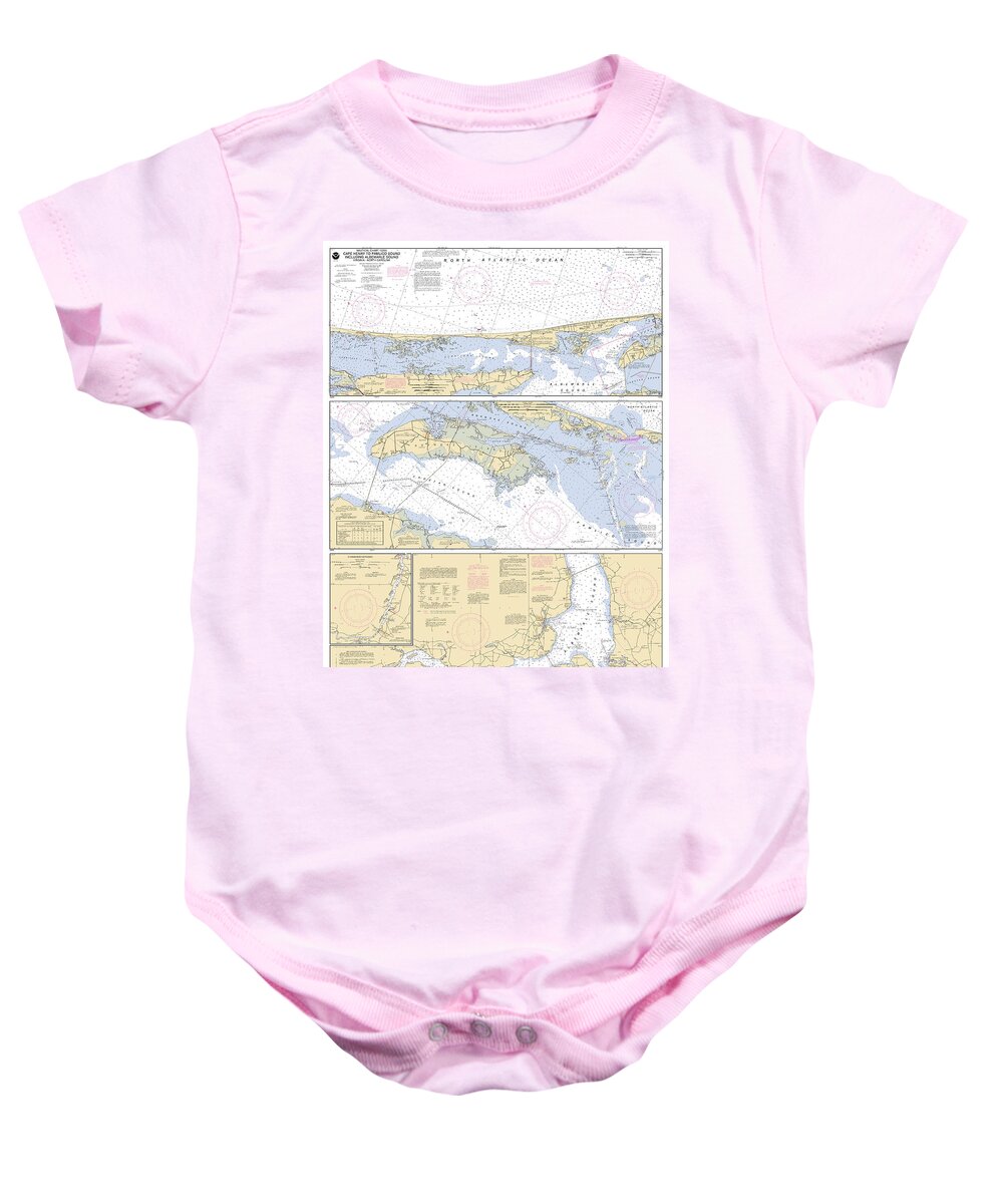 Cape Henry-pamlico Sound Including Albemarle Sound Baby Onesie featuring the digital art Cape Henry-Pamlico Sound Including Albemarle Sound, NOAA Chart 12205_B by Nautical Chartworks