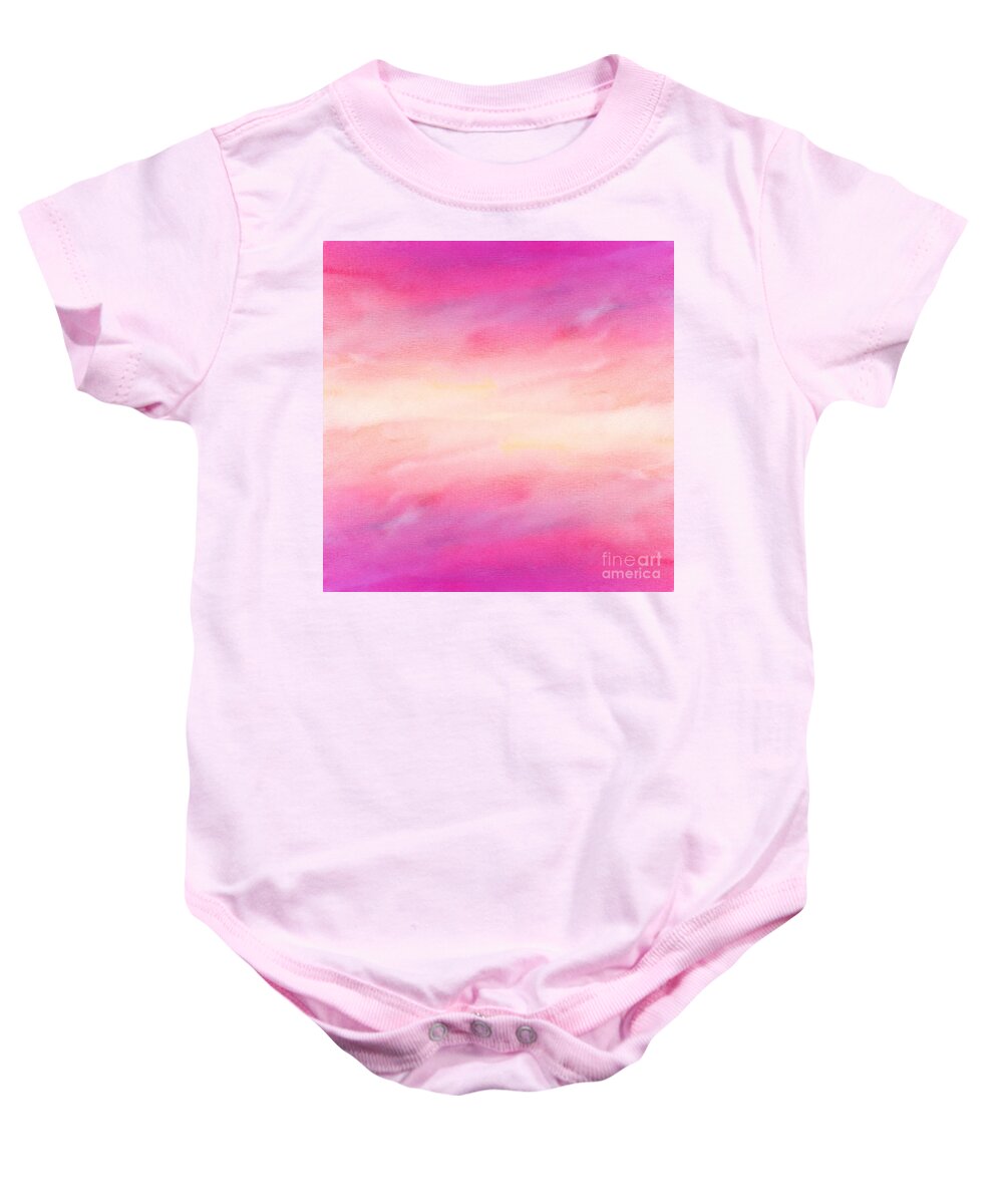 Watercolor Baby Onesie featuring the digital art Cavani - Artistic Colorful Abstract Pink Watercolor Painting Digital Art by Sambel Pedes