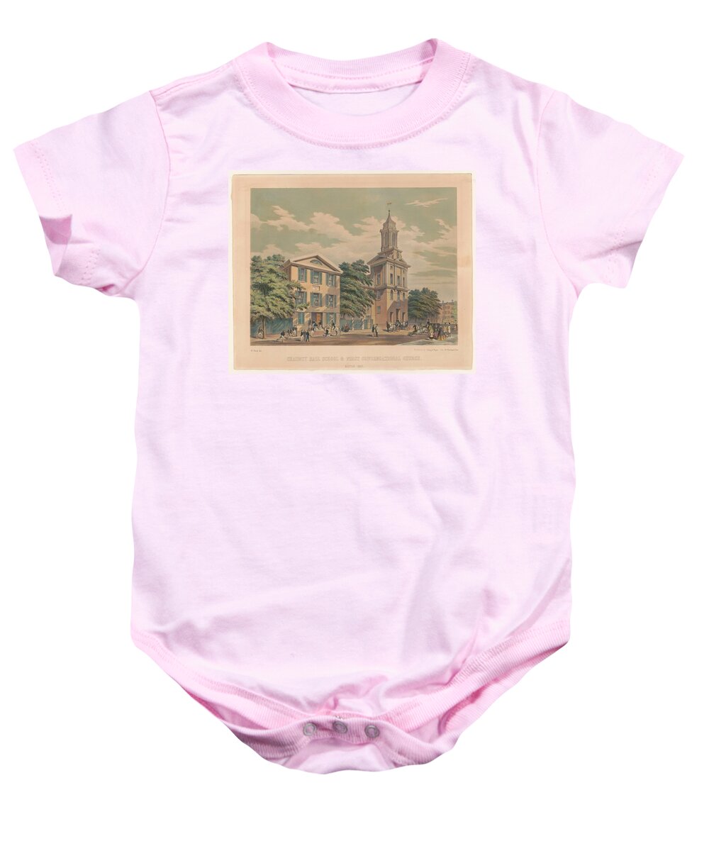 1901 Baby Onesie featuring the painting Chauncy Hall School by MotionAge Designs