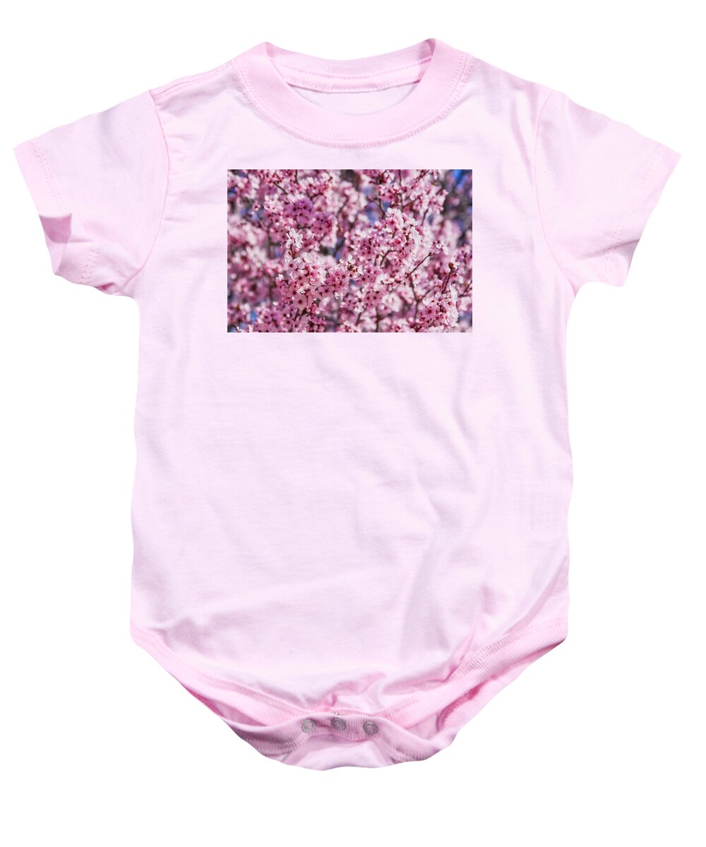 Cherry Tree Baby Onesie featuring the photograph Cherry blossoms by Tatiana Travelways