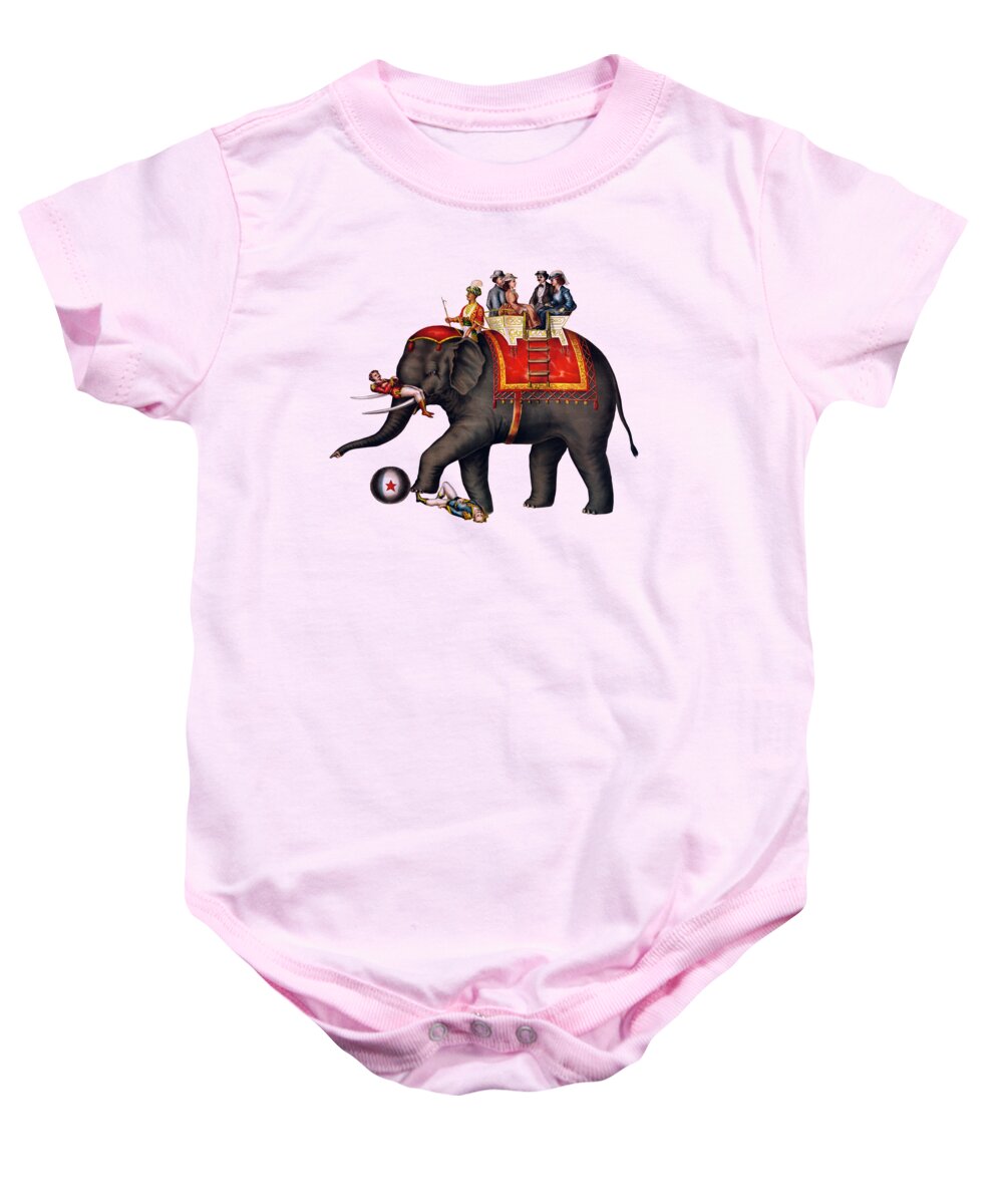 Elephant Baby Onesie featuring the digital art Circus Life by Madame Memento