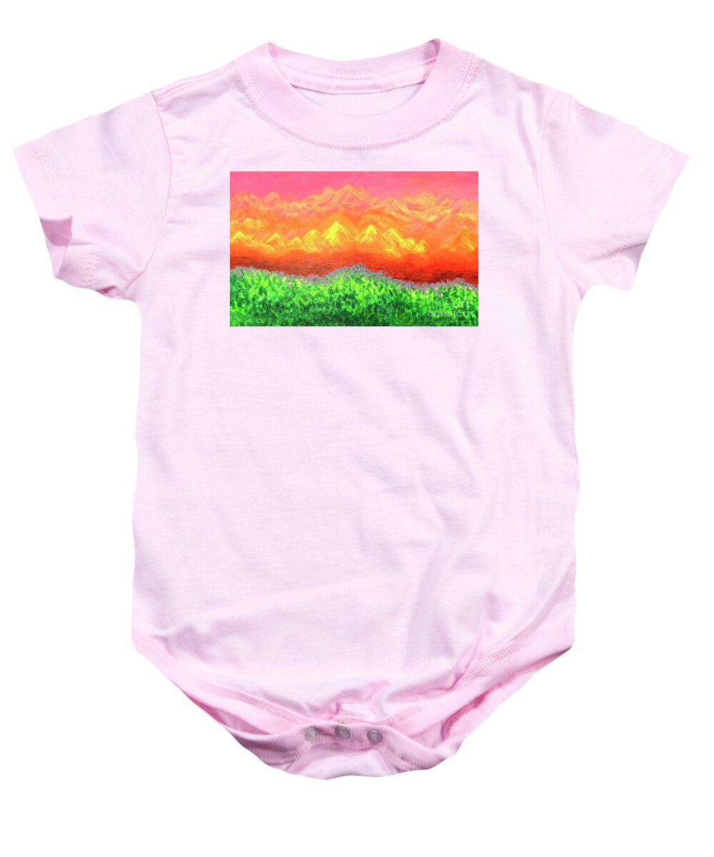 Abstract Art Baby Onesie featuring the painting Colorado Canyon and Mountain Vista by Ann Brown