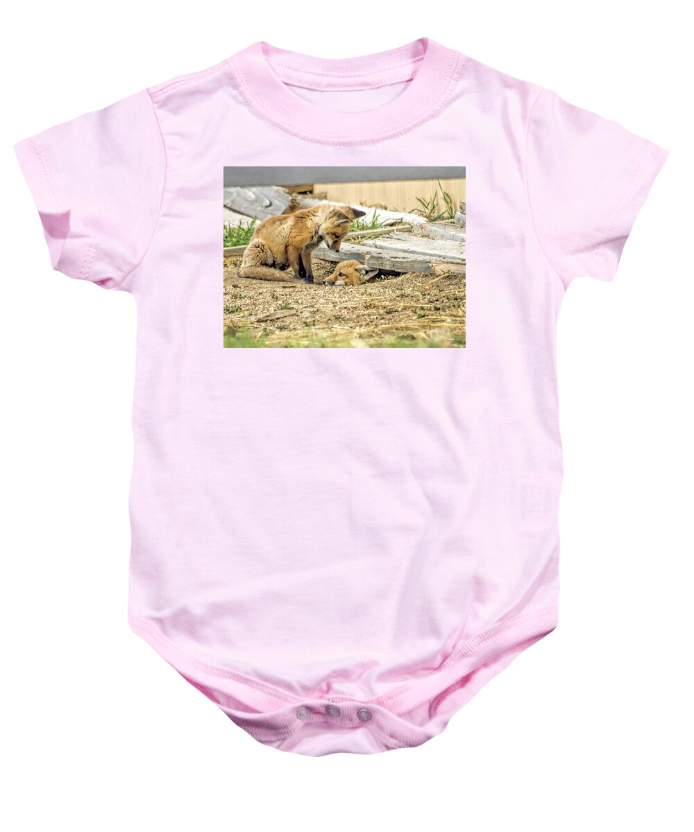Fox Baby Onesie featuring the photograph Come Out and Play by Alana Thrower
