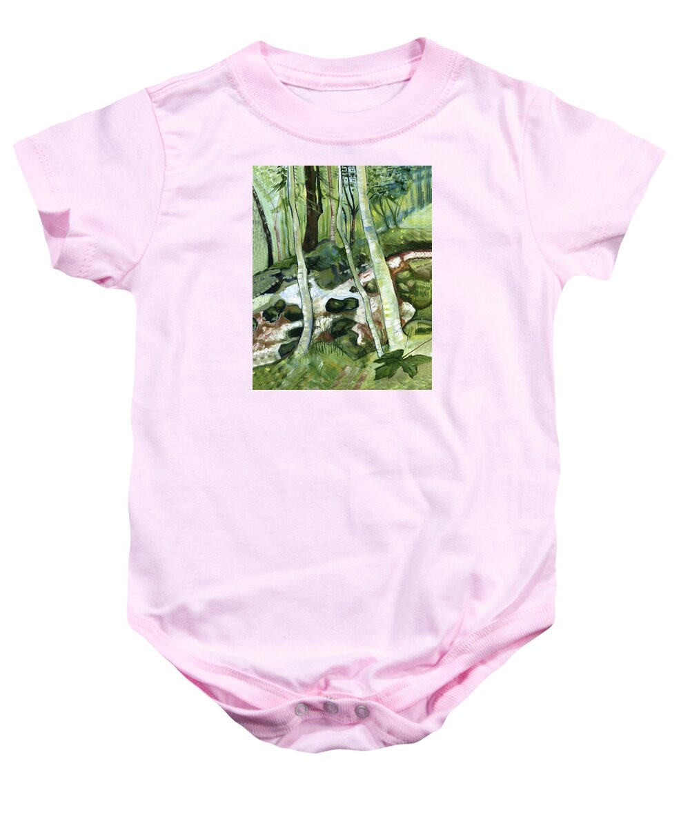 Landscape Baby Onesie featuring the painting Copper Creek by Catharine Gallagher