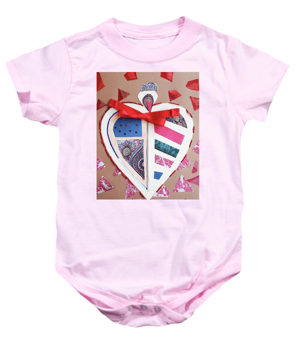 Heart Baby Onesie featuring the painting Greetings with love by Carolina Prieto Moreno