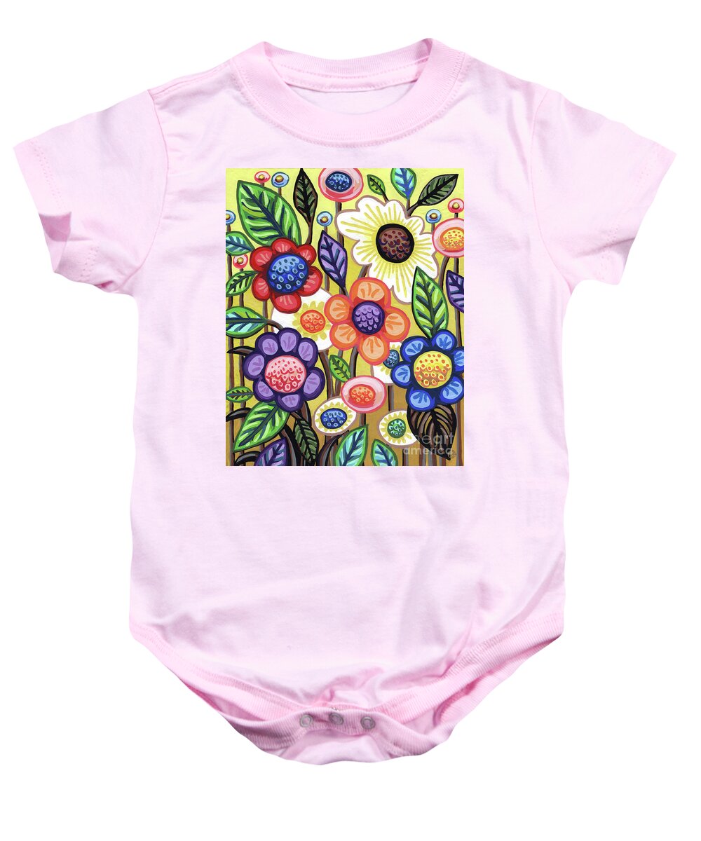 Flower Baby Onesie featuring the painting Cut Paper Floral 1 by Amy E Fraser