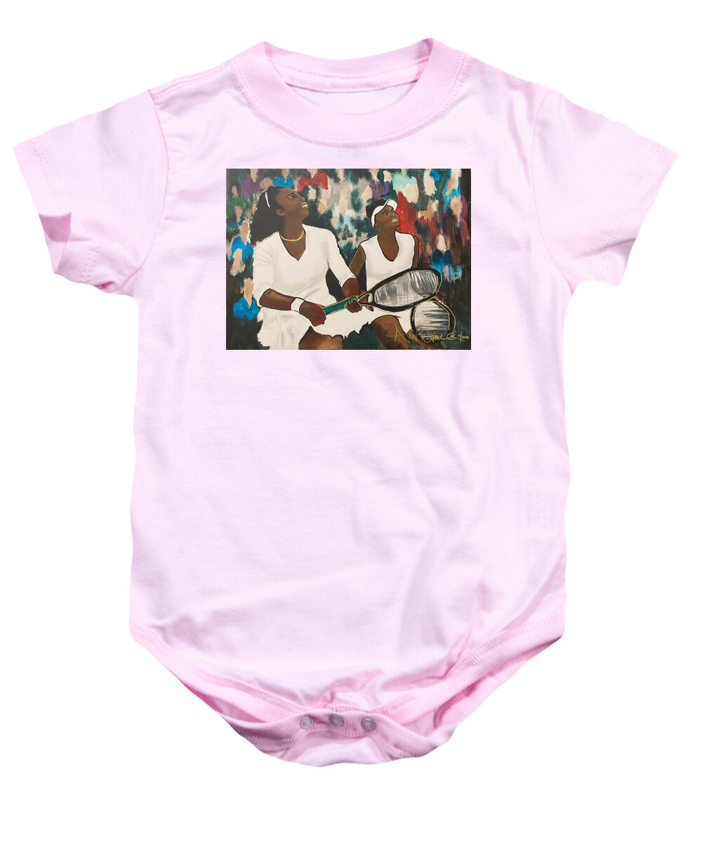  Baby Onesie featuring the painting Double Fault by Angie ONeal