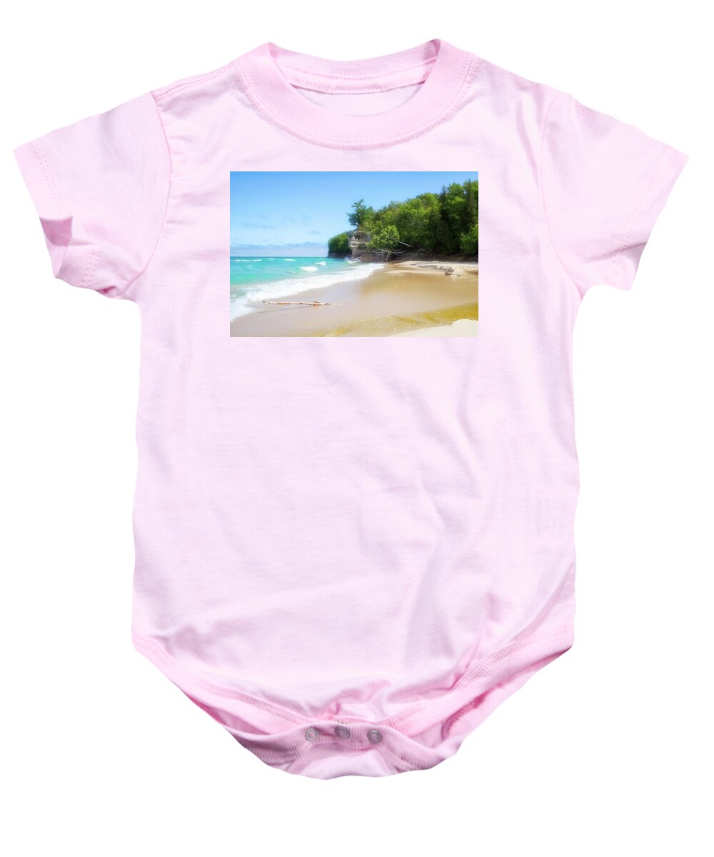 Day Baby Onesie featuring the photograph Chapel Beach on Lake Superior by Robert Carter