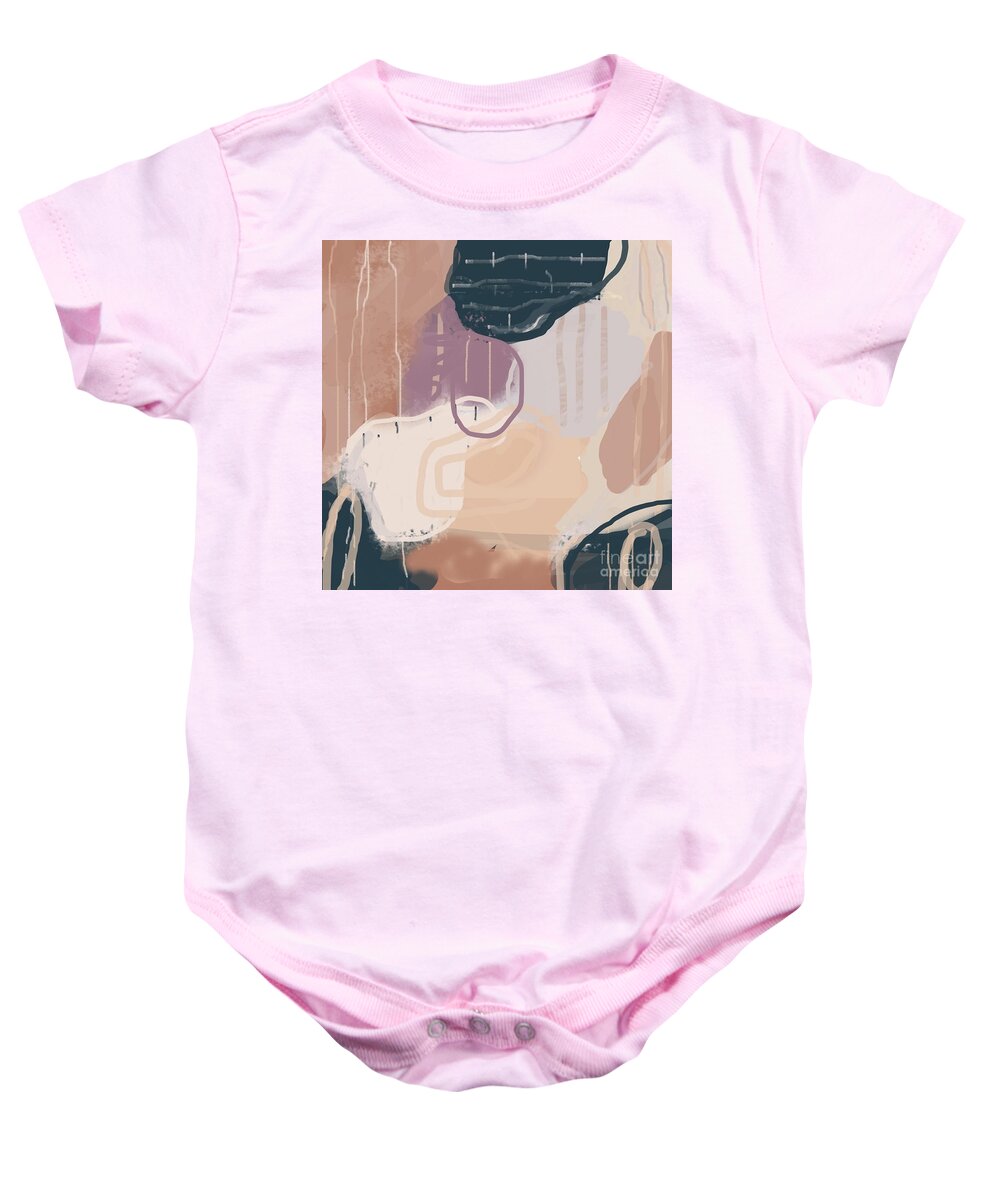 Abstract Baby Onesie featuring the painting Eco abstract - neutral colors by Vesna Antic