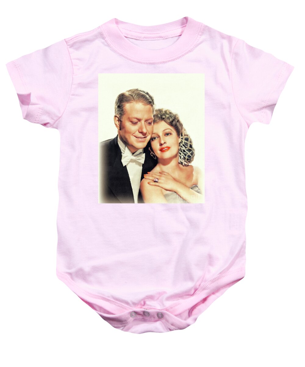 Eddy Baby Onesie featuring the painting Eddy Nelson and Jeanette MacDonald, Movie Legends by Esoterica Art Agency