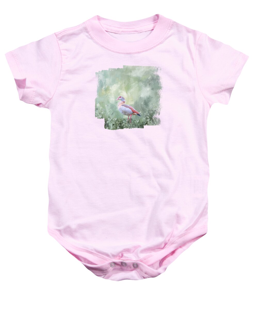 Egyptian Goose Baby Onesie featuring the mixed media Egyptian Goose by Elisabeth Lucas