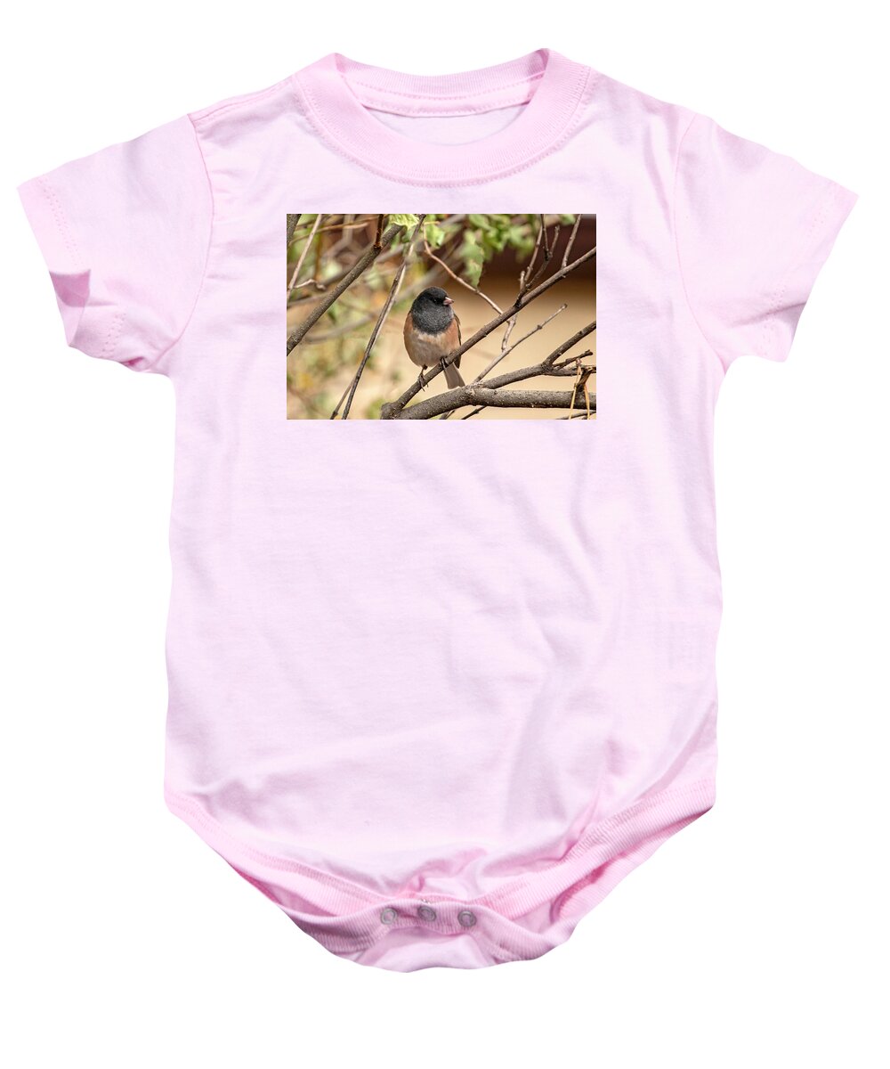 Bird Baby Onesie featuring the photograph Flashy Little Sparrow by Laura Putman