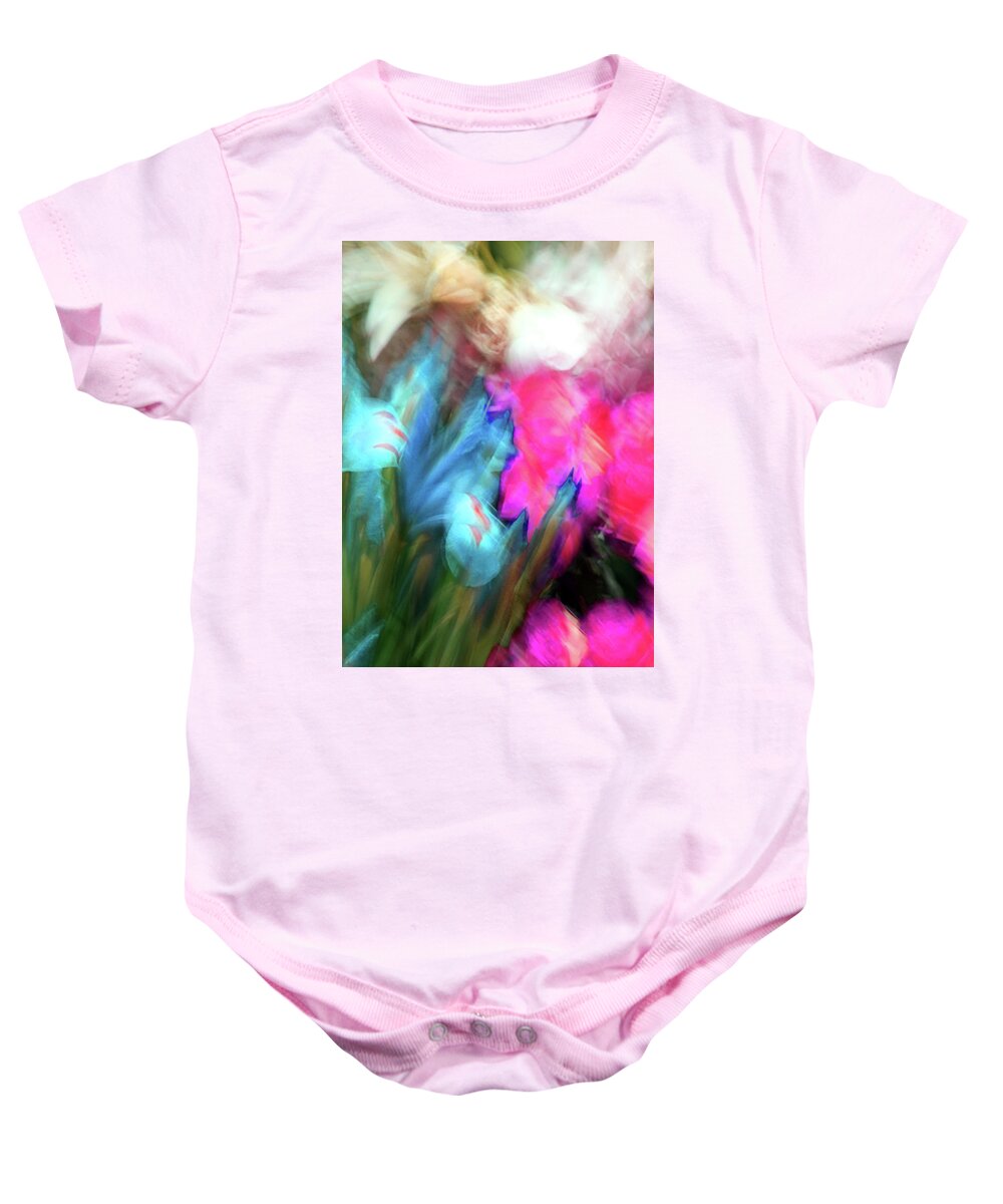 Blur Baby Onesie featuring the photograph Flowerstand blur9737 by Carolyn Stagger Cokley