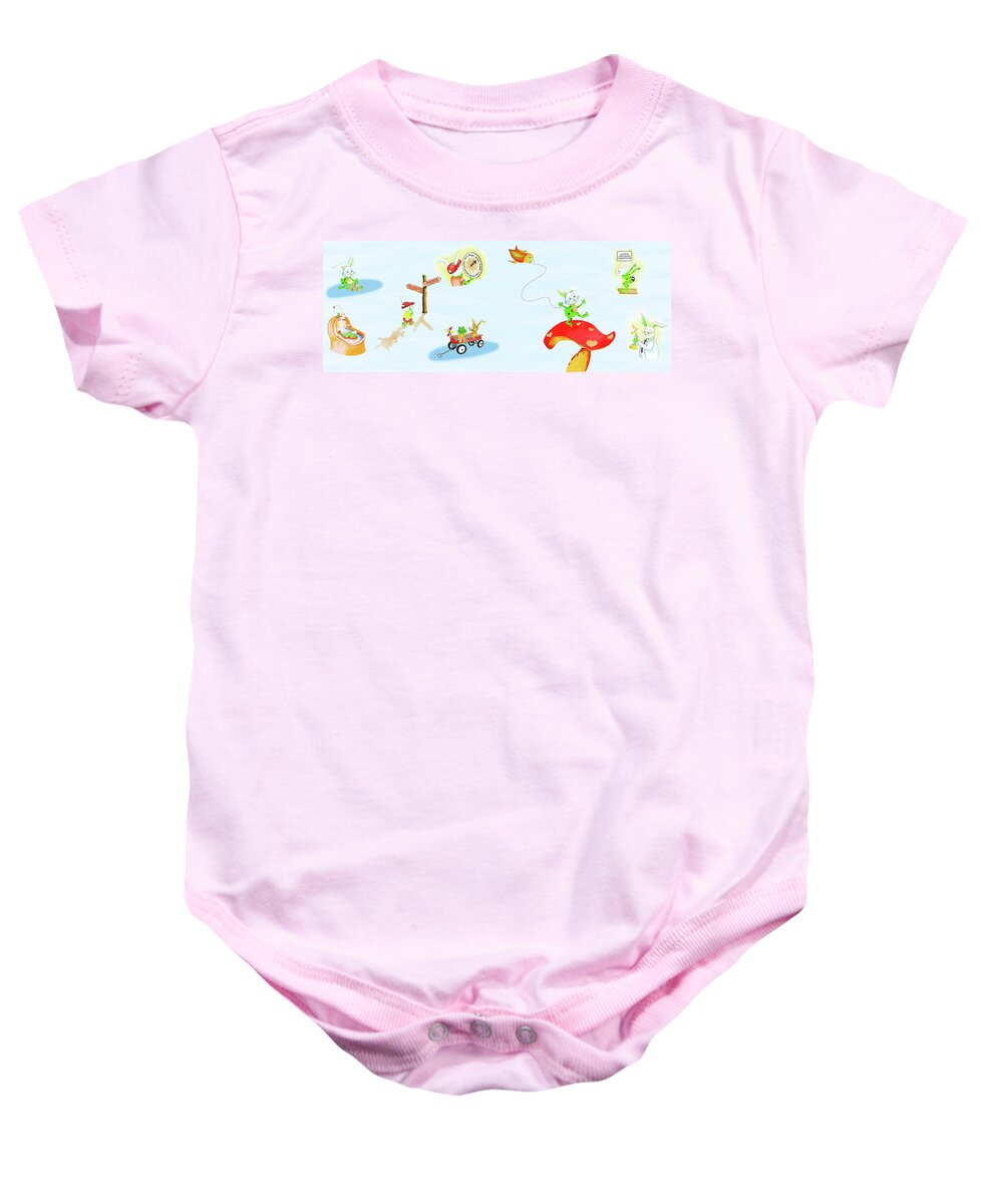 Children's Book Baby Onesie featuring the painting Frobbit's Family Detail by Phyllis London