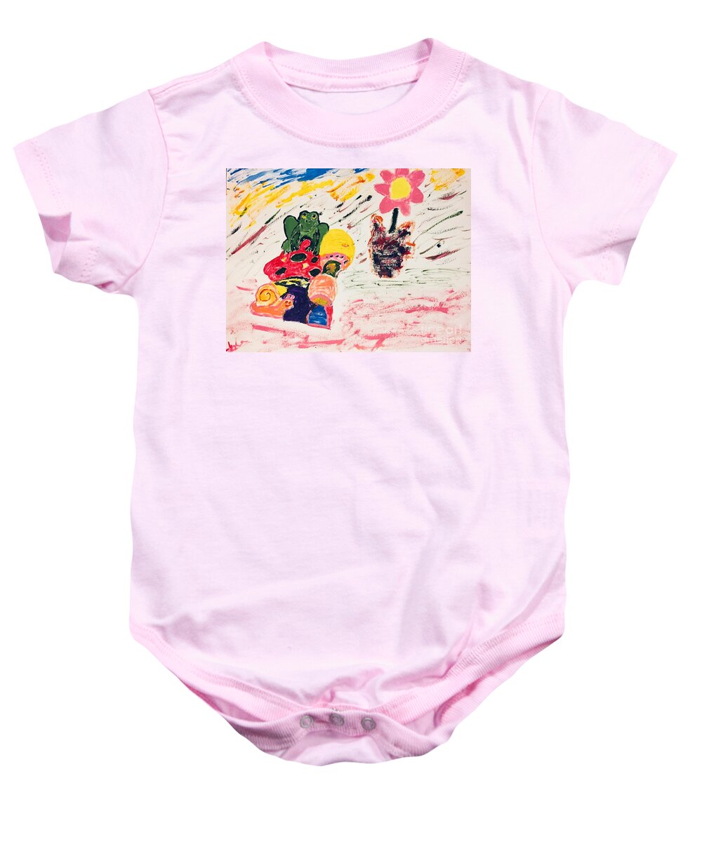 Fun Baby Onesie featuring the painting Fun Day At The Pond by Aisha Isabelle