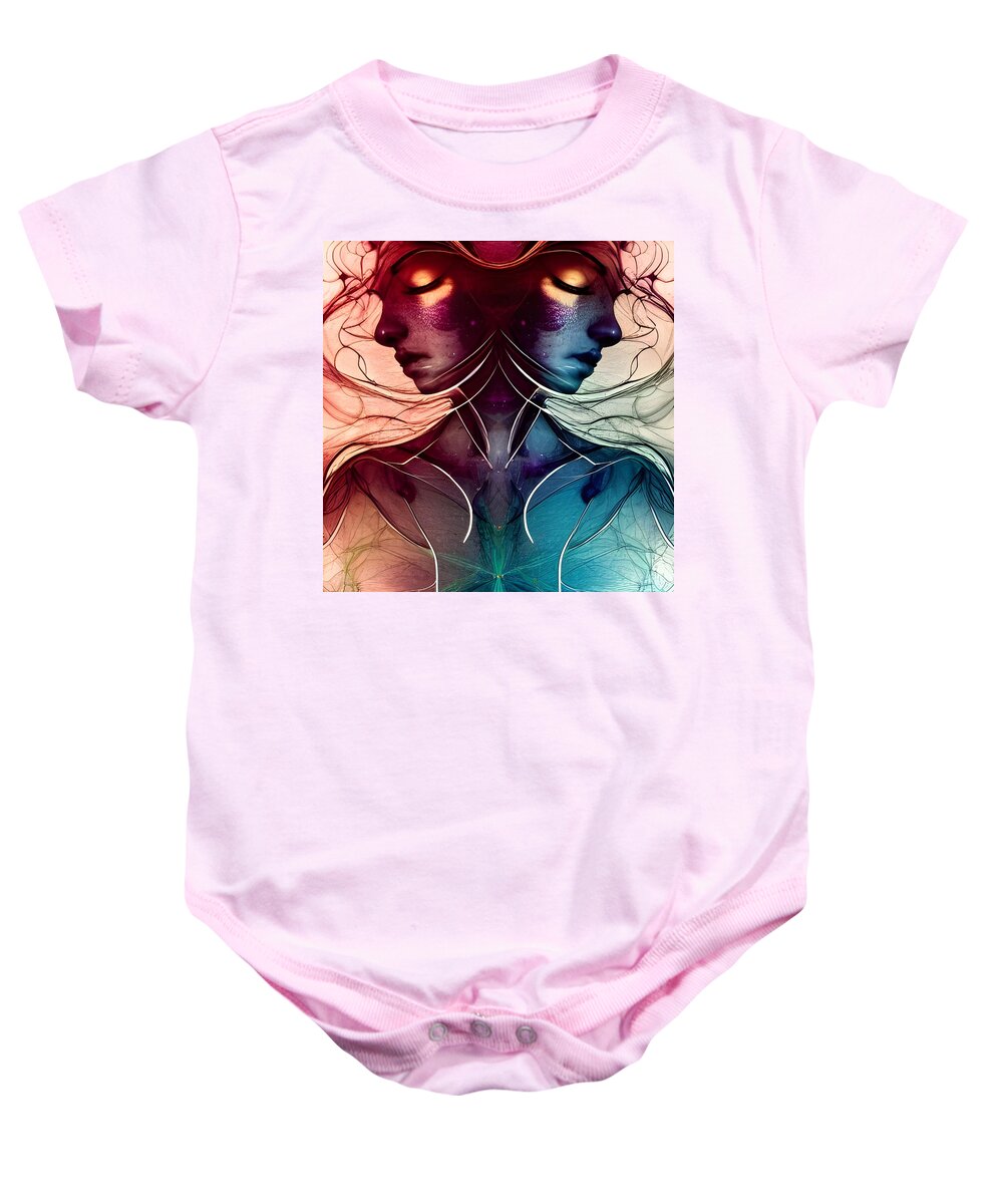 Digital Baby Onesie featuring the digital art Gemini, Third Sign of the Zodiac by Beverly Read