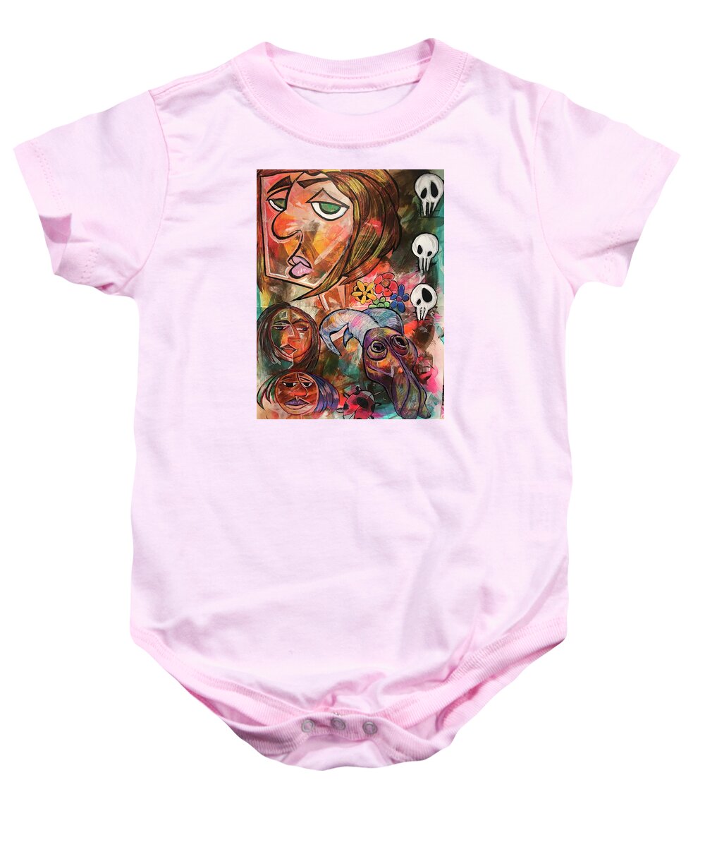 #acrylicpainting #abstractexpressionism #juliusdewitthannah Baby Onesie featuring the mixed media Genius Level by Julius Hannah