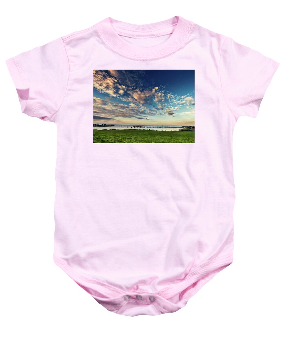 Andbc Baby Onesie featuring the photograph Groomsport Harbour Evening by Martyn Boyd