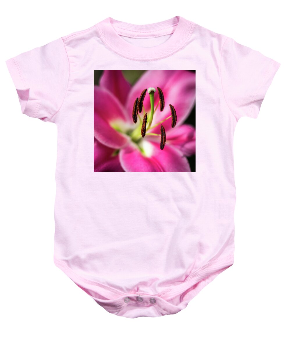 Lily Baby Onesie featuring the photograph Hanging In There by Elvira Peretsman
