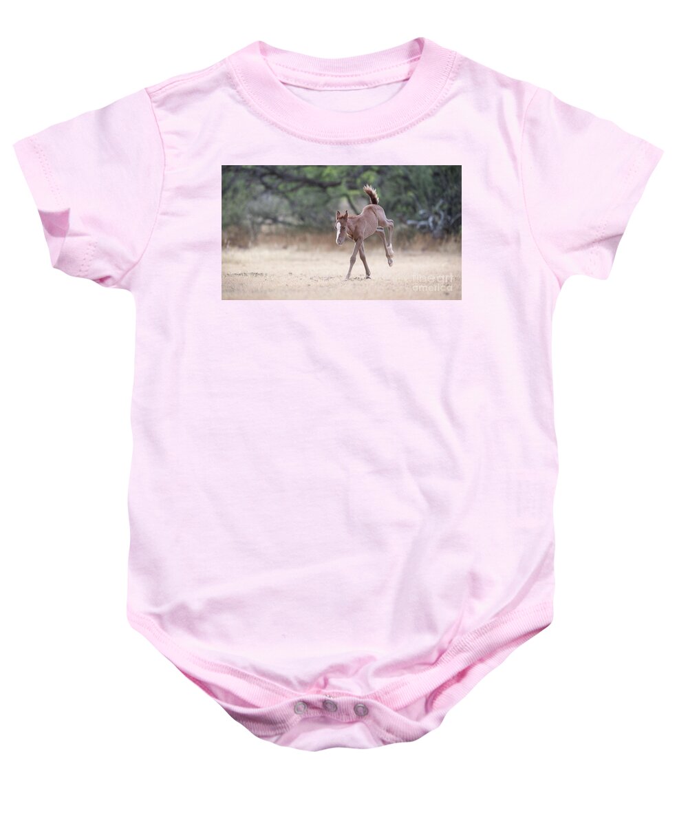 Cute Foal Baby Onesie featuring the photograph Happy Dance by Shannon Hastings